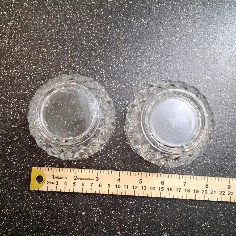 Set of 2 Crystal Cut Glass Diamond Pattern Tumbler Glasses